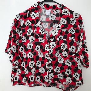 Mickey Mouse Collared Crop Top